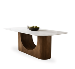 Gharaana Dining Set Bruno Marble-Top Wooden Dining Table Set