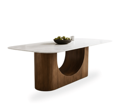Gharaana Dining Set Bruno Marble-Top Wooden Dining Table Set