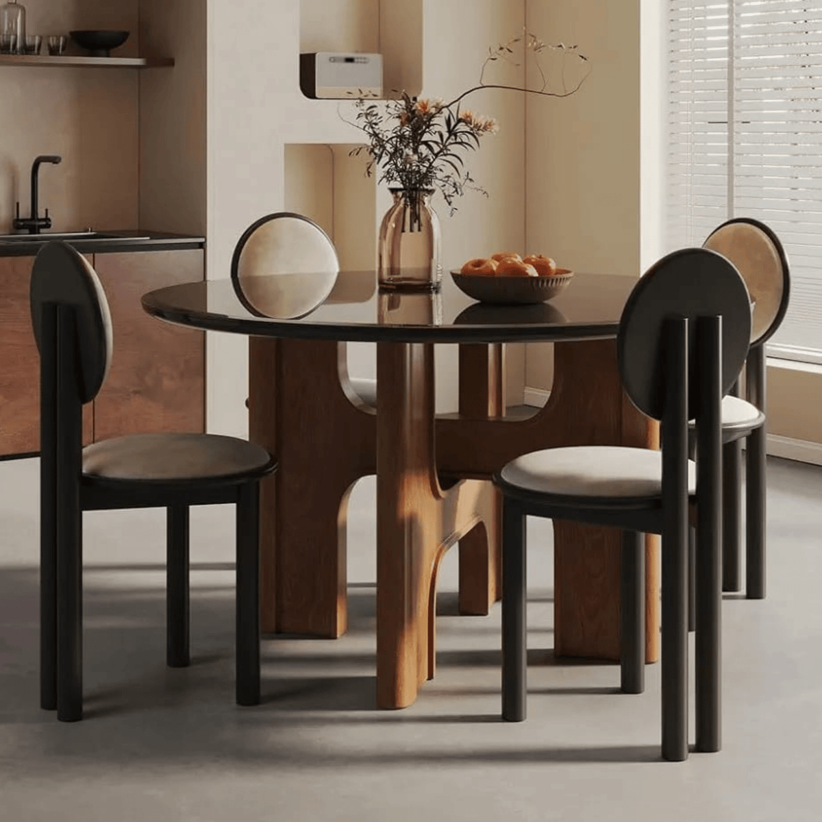 Gharaana Dining Set Graham Glass-Top Dining Table Set