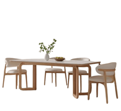 Gharaana Dining Set Leila Marble-Top Wooden Dining Table Set