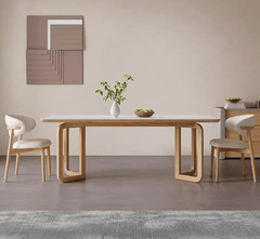 Gharaana Dining Set Leila Marble-Top Wooden Dining Table Set