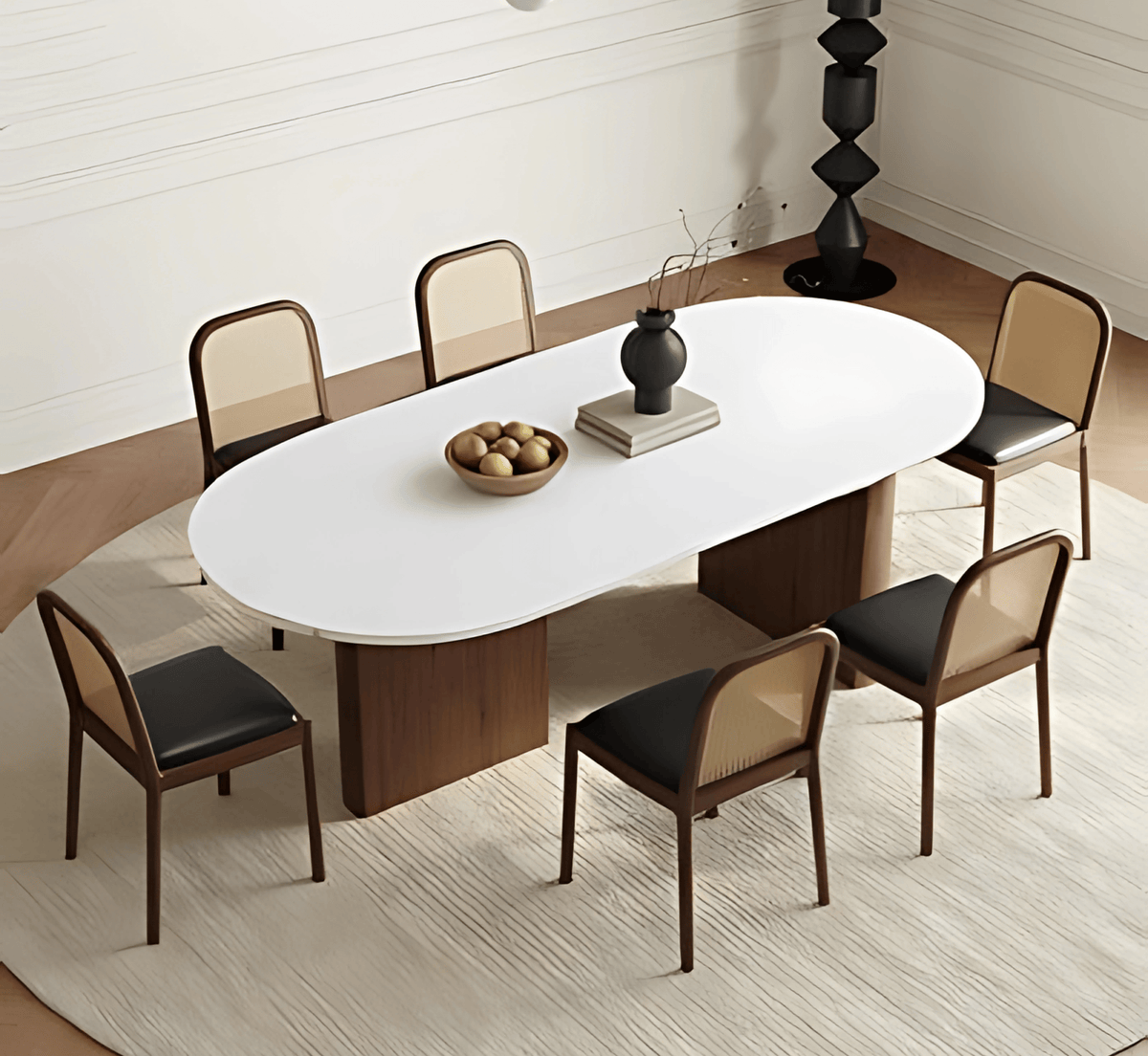 Gharaana Dining Set Lok Marble-Top Wooden Dining Table Set