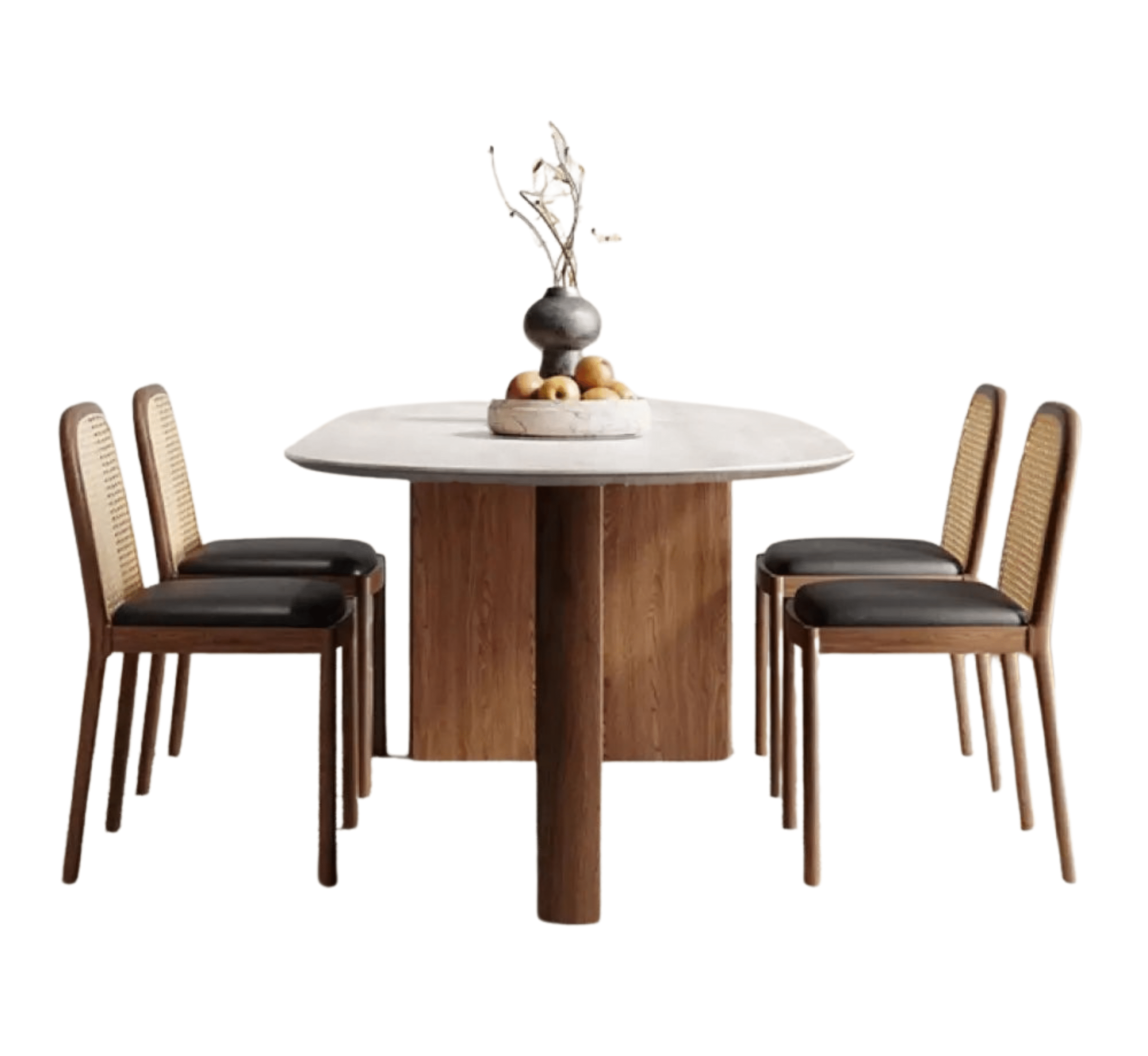 Gharaana Dining Set Lok Marble-Top Wooden Dining Table Set
