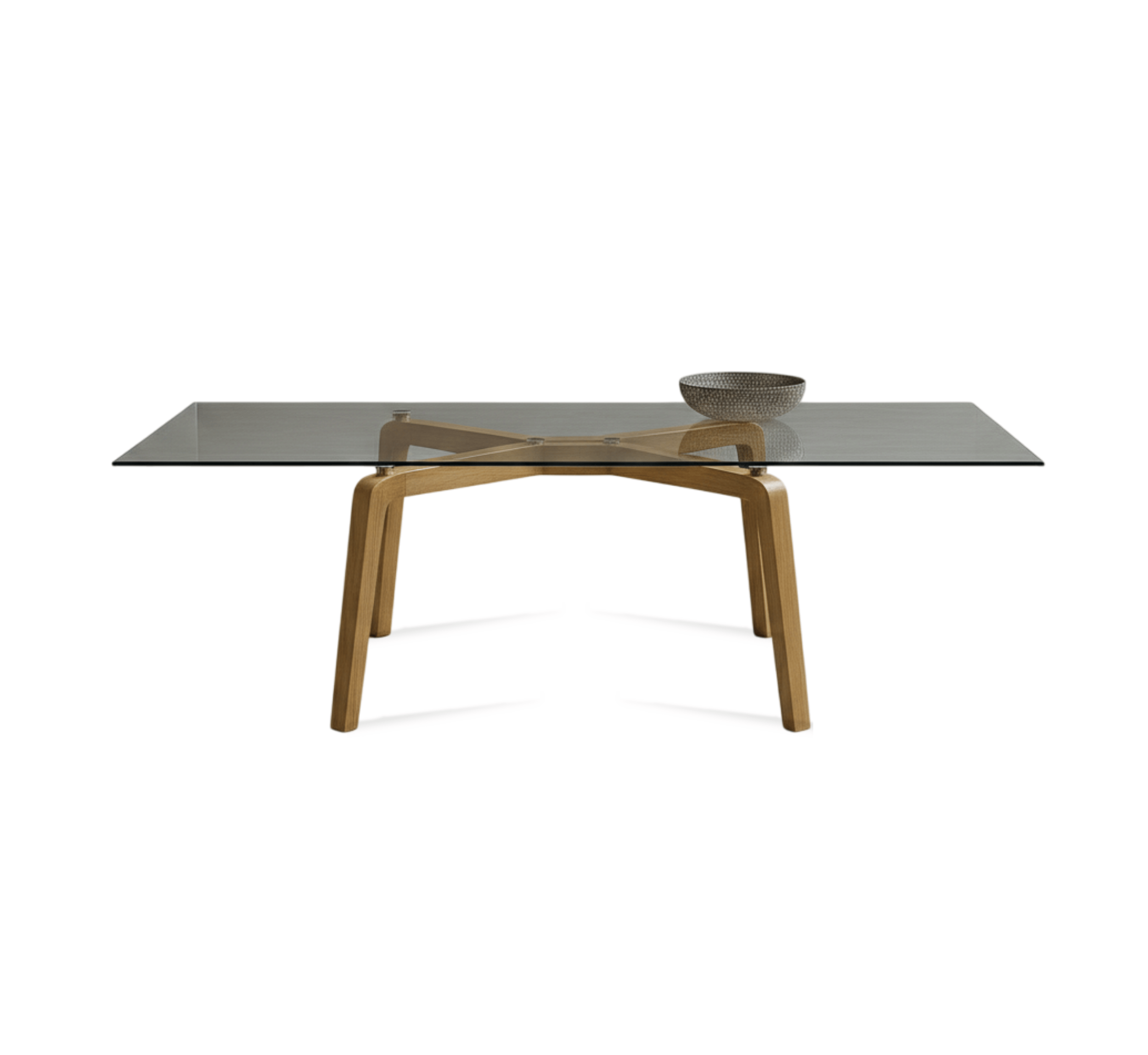 Gharaana Dining Set Savi Glass-Top Wooden Dining Table Set