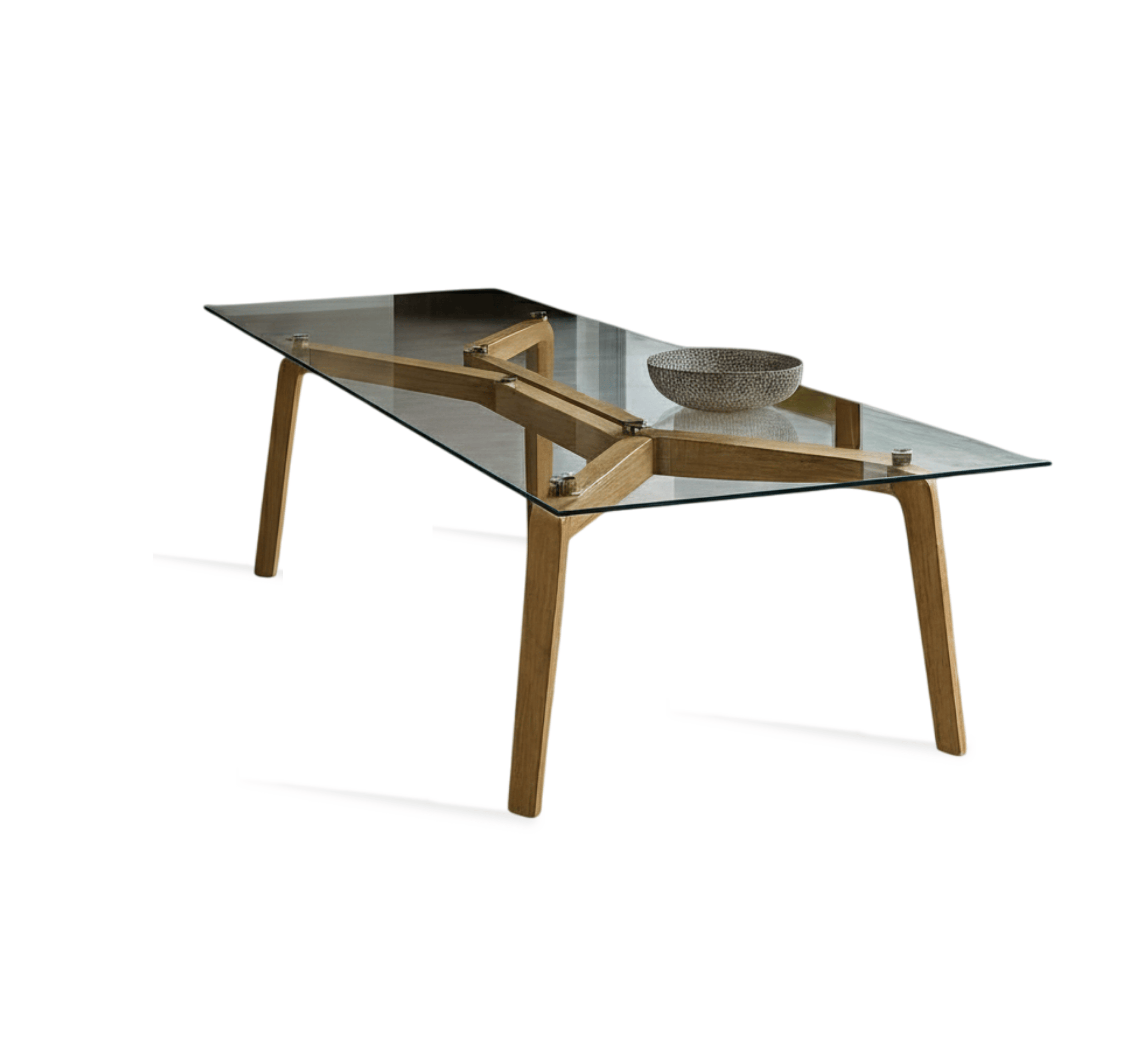 Gharaana Dining Set Savi Glass-Top Wooden Dining Table Set