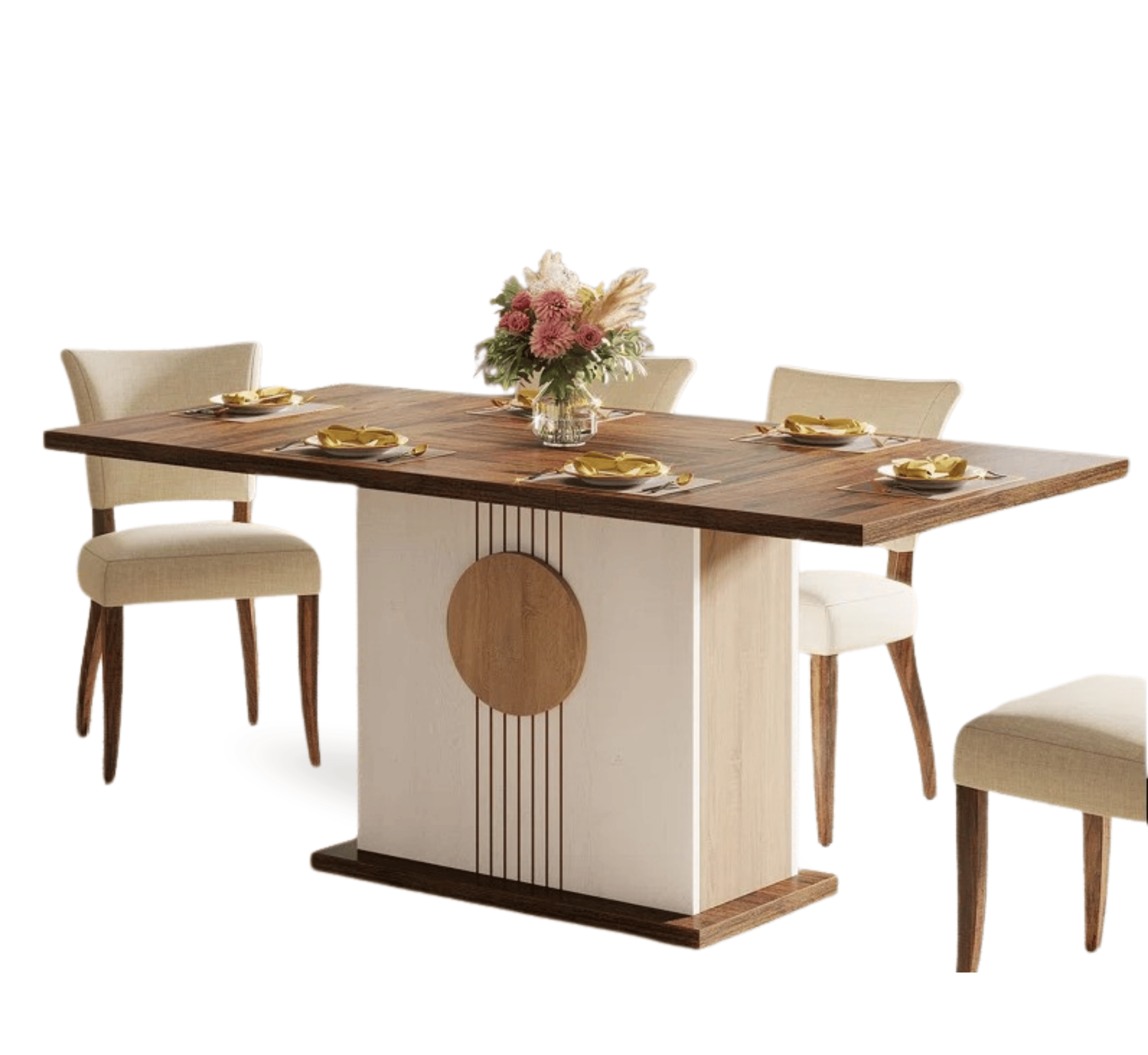 Gharaana Dining Set Sunburst Wooden Dining Table Set