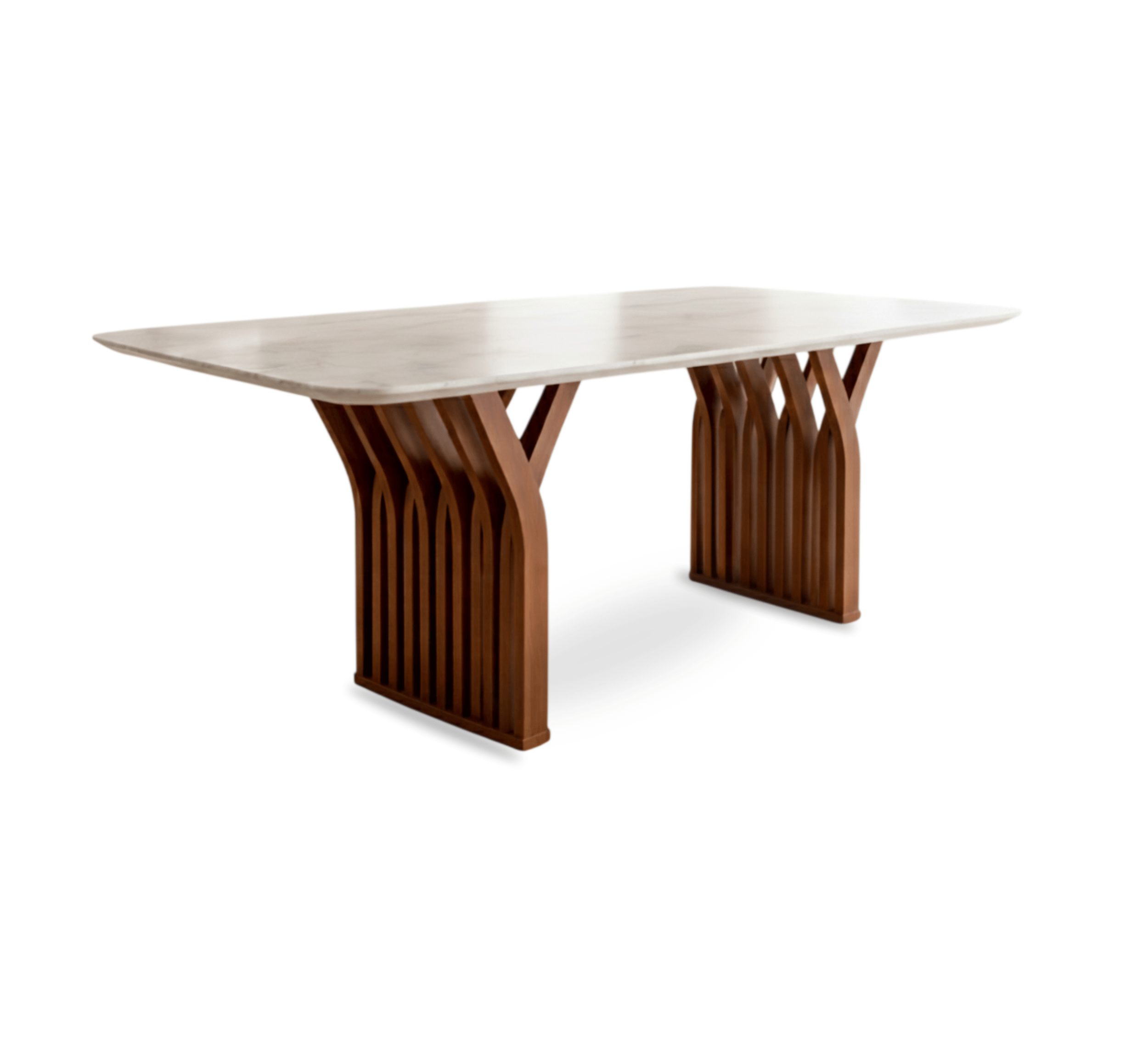 Gharaana Dining Set Verona Marble-Top Wooden Dining Table Set