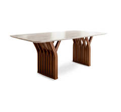 Gharaana Dining Set Verona Marble-Top Wooden Dining Table Set