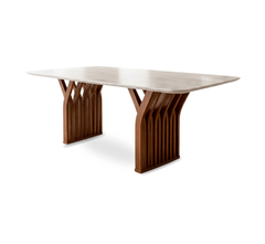 Gharaana Dining Set Verona Marble-Top Wooden Dining Table Set