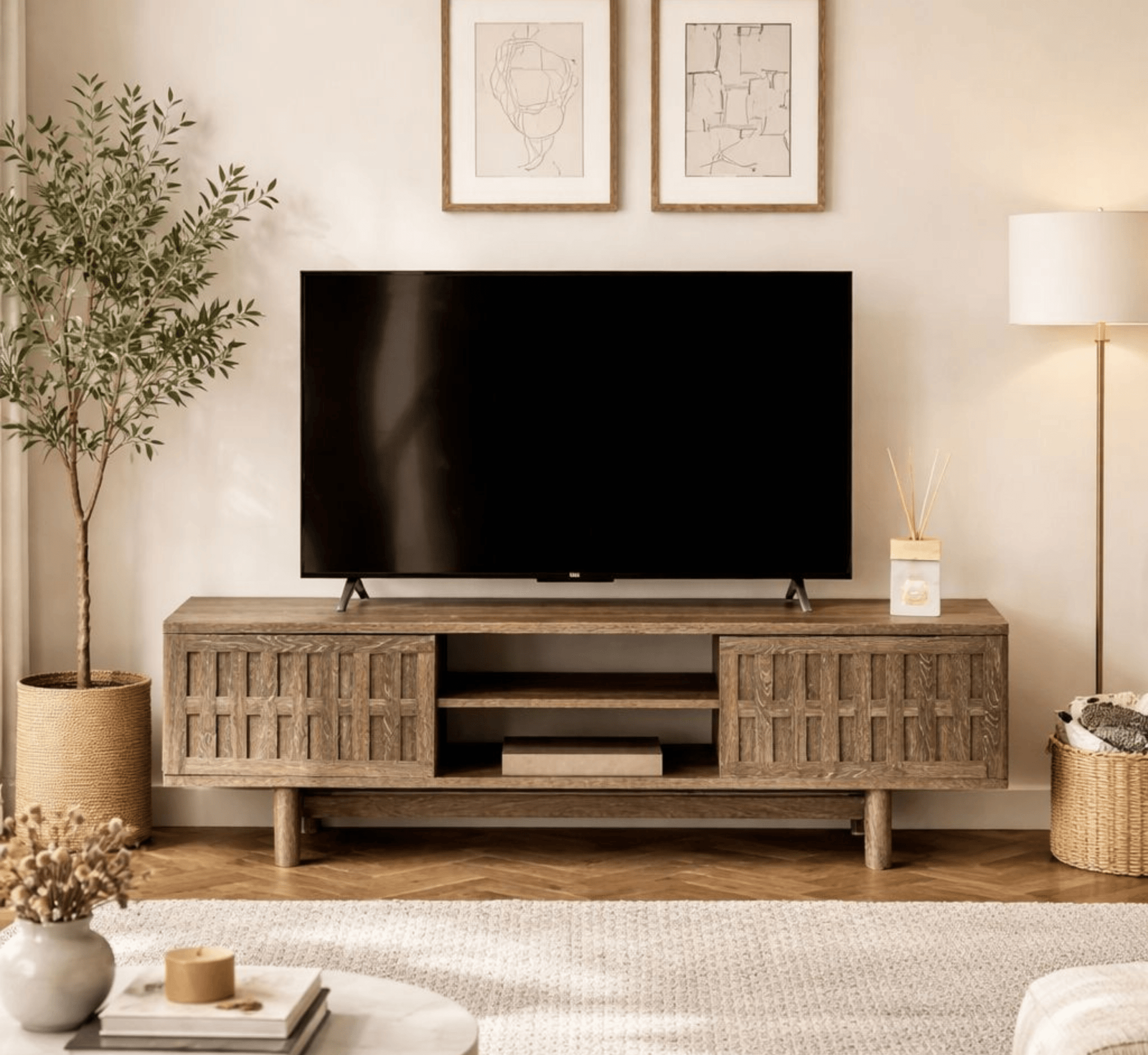 Navya Wooden 6FT TV Console - Entertainment Centers & TV Stands - Gharaana