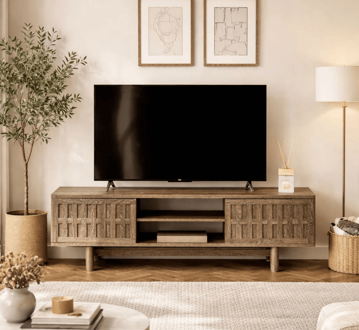 Navya Wooden 6FT TV Console - Entertainment Centers & TV Stands - Gharaana