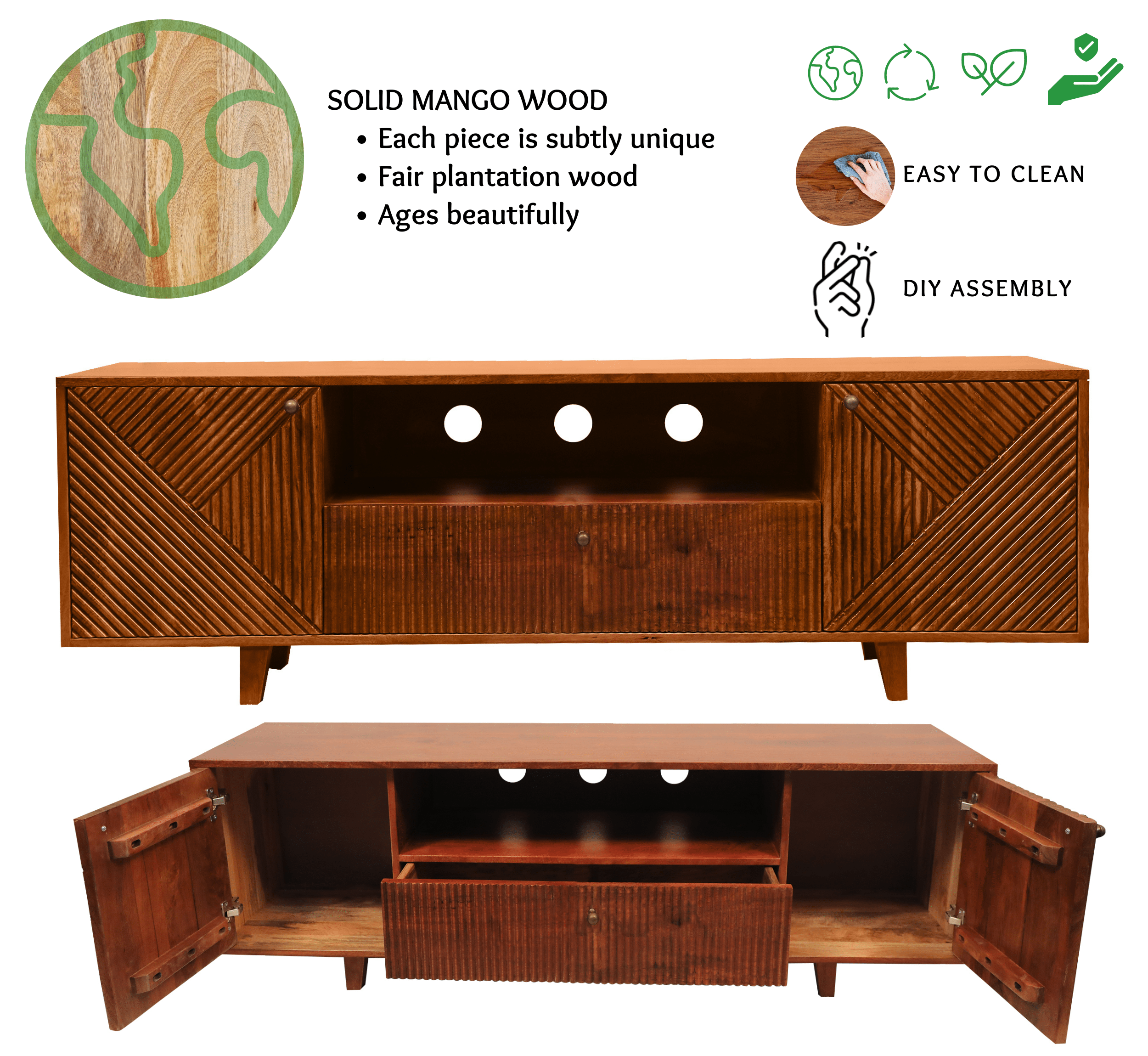 Gharaana Entertainment Centers & TV Stands Sloan Wooden TV Cabinet