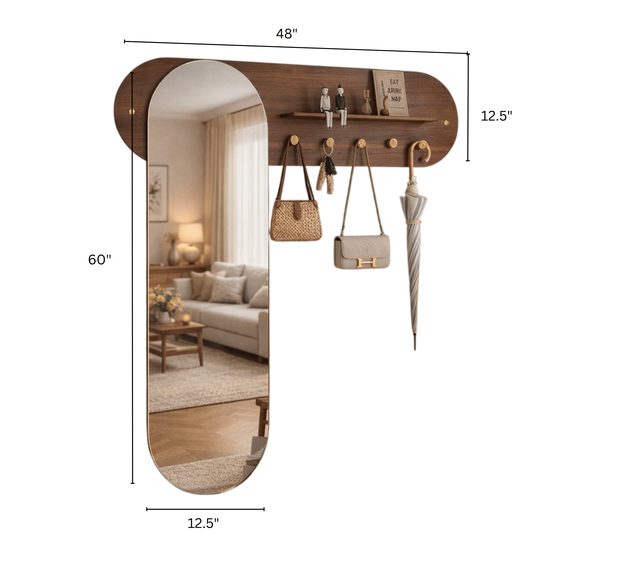 Gharaana Mirrors Busa Wooden Full-Length Mirror