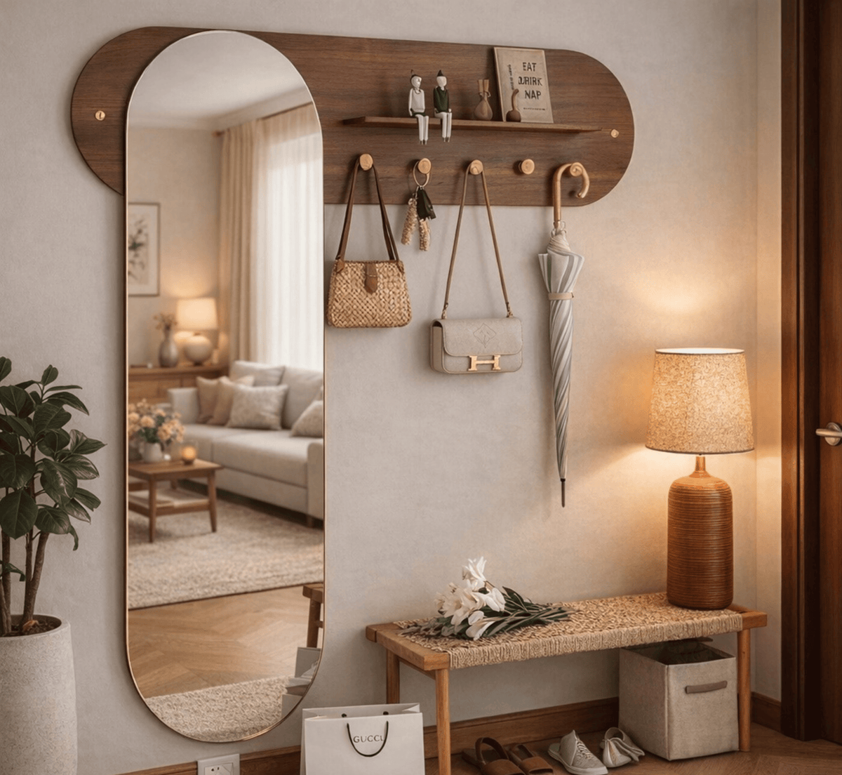 Gharaana Mirrors Busa Wooden Full-Length Mirror