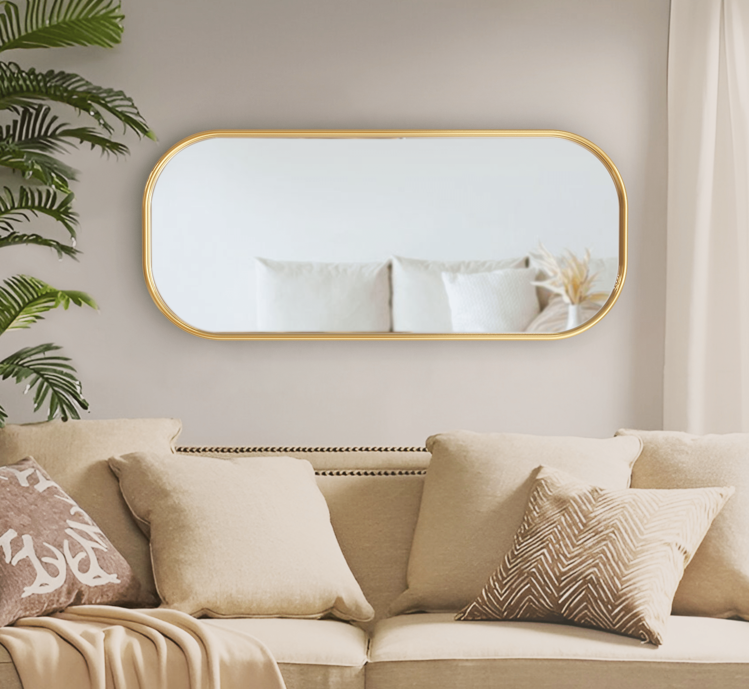 Gharaana Mirrors Capsule Metal Wall Mirror