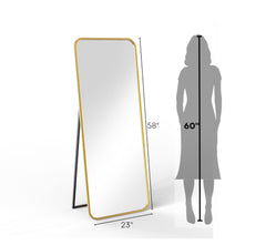 Gharaana Mirrors Mile Metal Floor Mirror with Stand