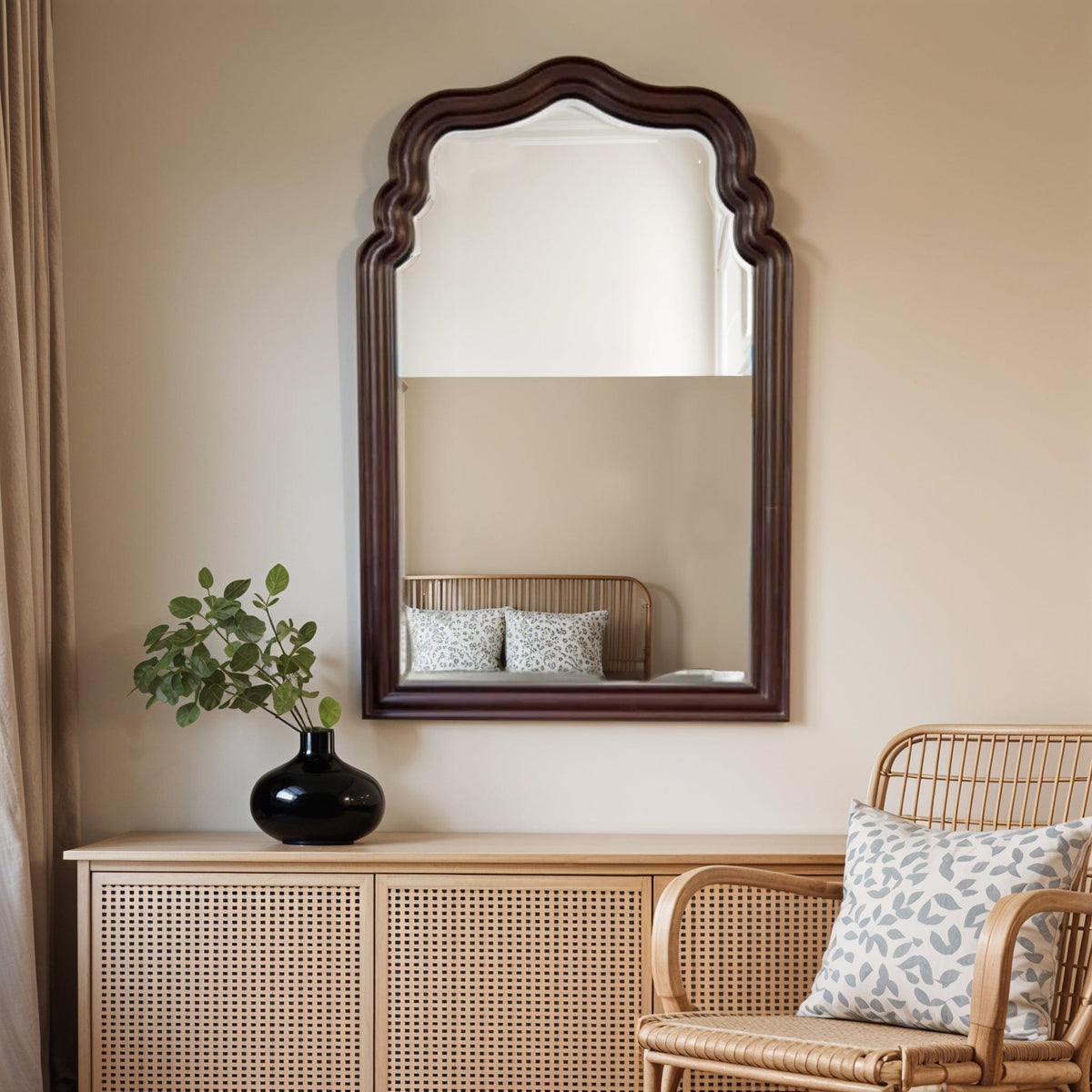 Gharaana Mirrors Nami Wooden Wall Mirror