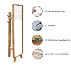 Gharaana Mirrors Ohana Wooden Coat-hanger Full-length Mirror with Stand