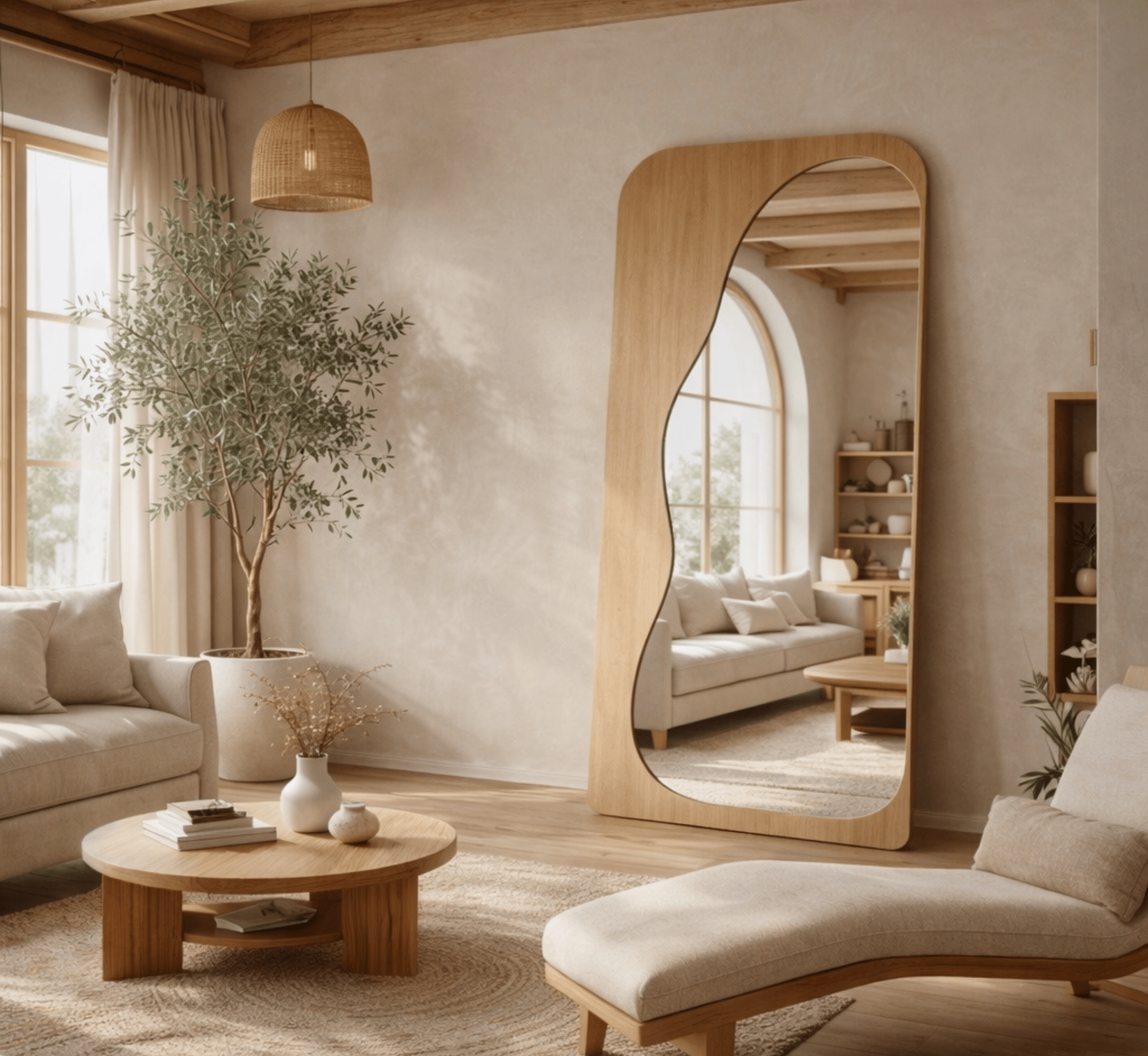 Gharaana Mirrors Olivia Wooden 6FT Floor Mirror