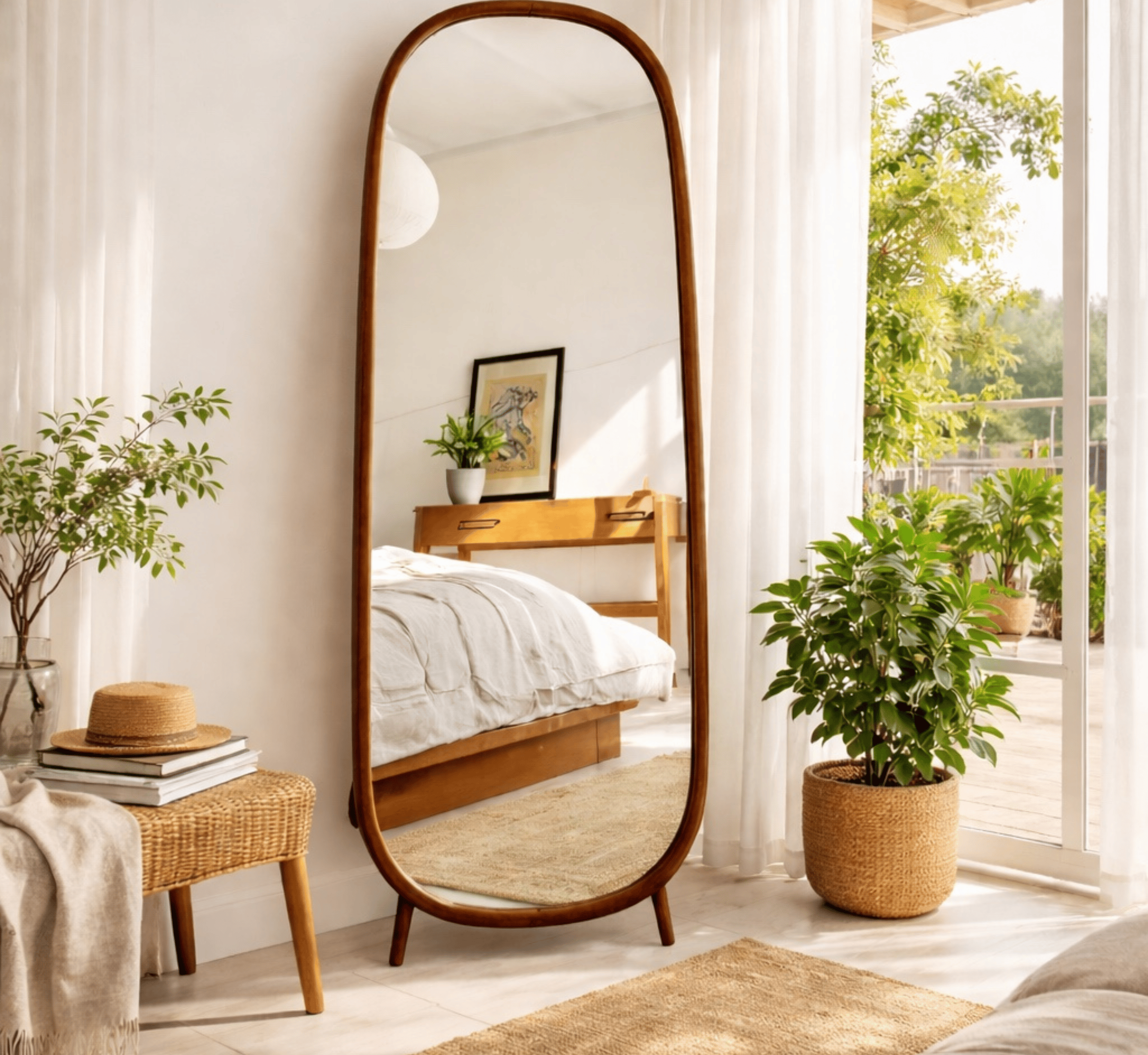 Gharaana Mirrors Piazza Wooden Full-Length Floor Mirror