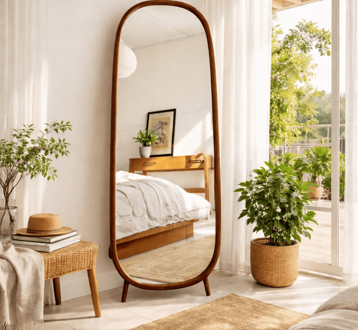 Gharaana Mirrors Piazza Wooden Full-Length Floor Mirror