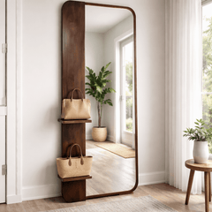 Solitano Wooden Full - Length Mirror - Mirrors - Gharaana
