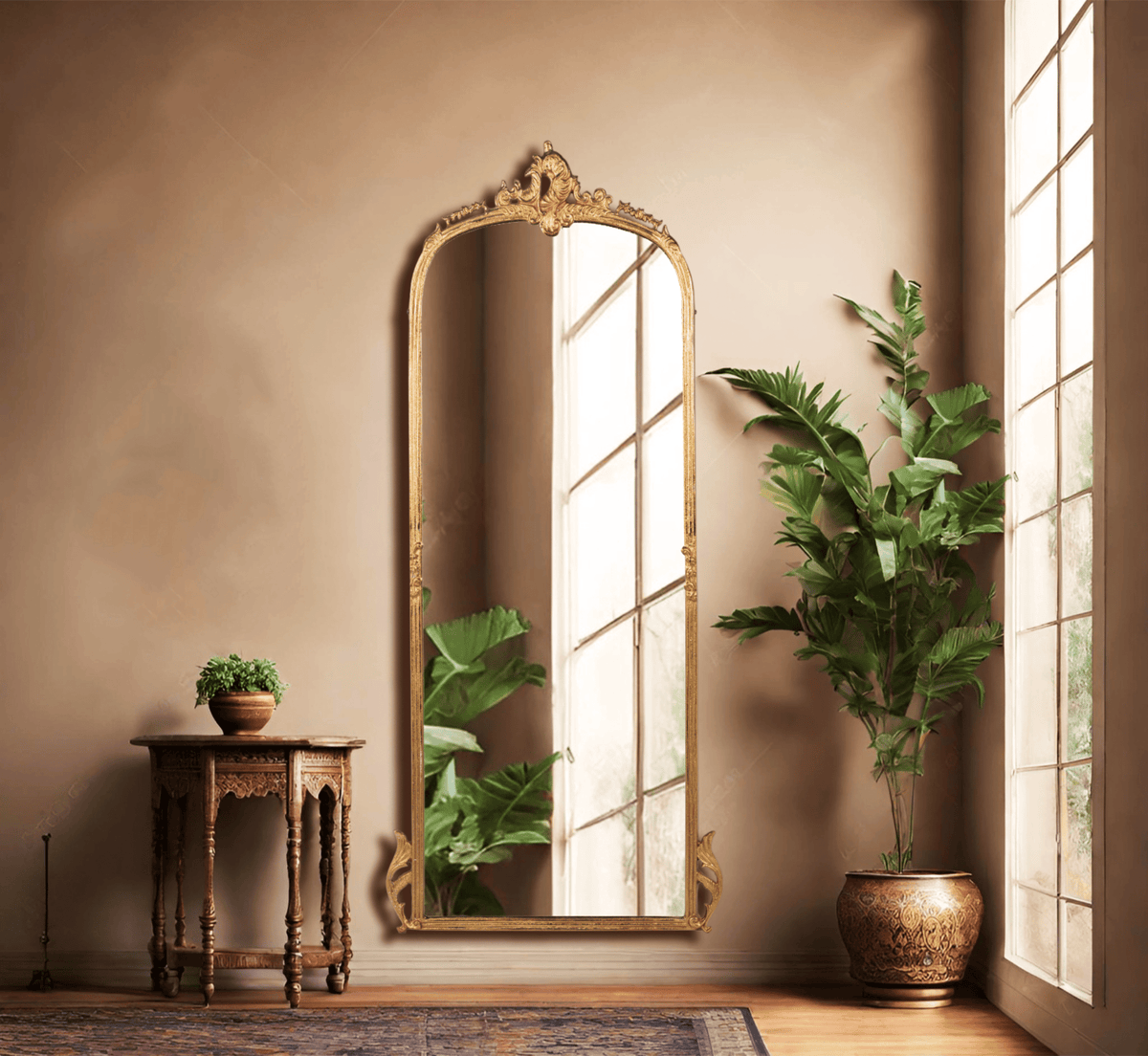 Gharaana Mirrors Victorian Arched Full-length Mirror