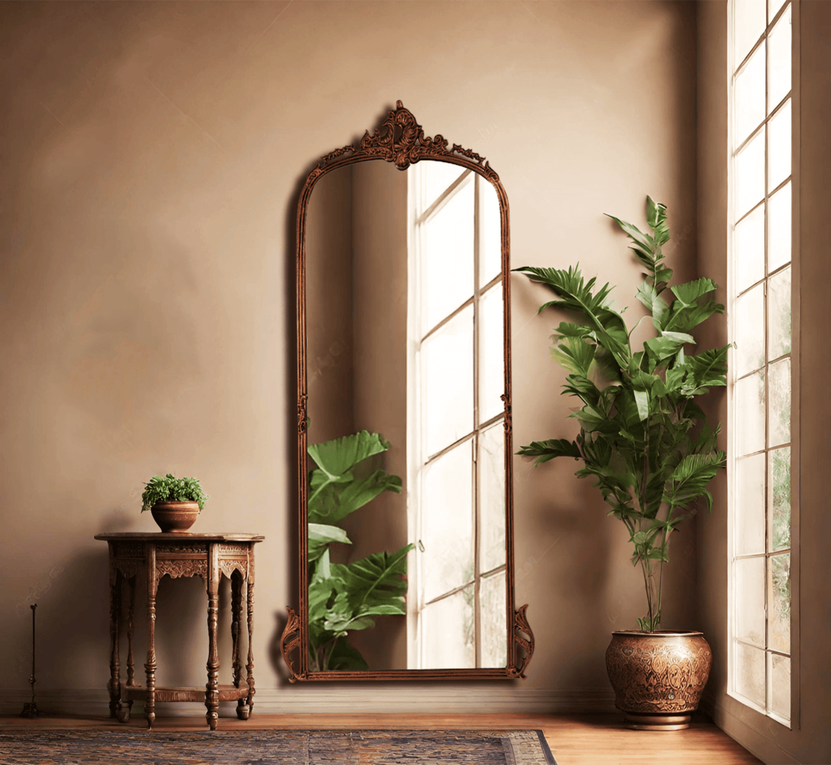 Gharaana Mirrors Victorian Arched Full-length Mirror