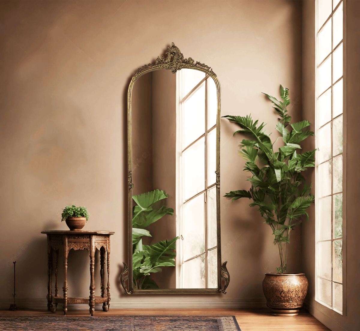 Gharaana Mirrors Victorian Arched Full-length Mirror