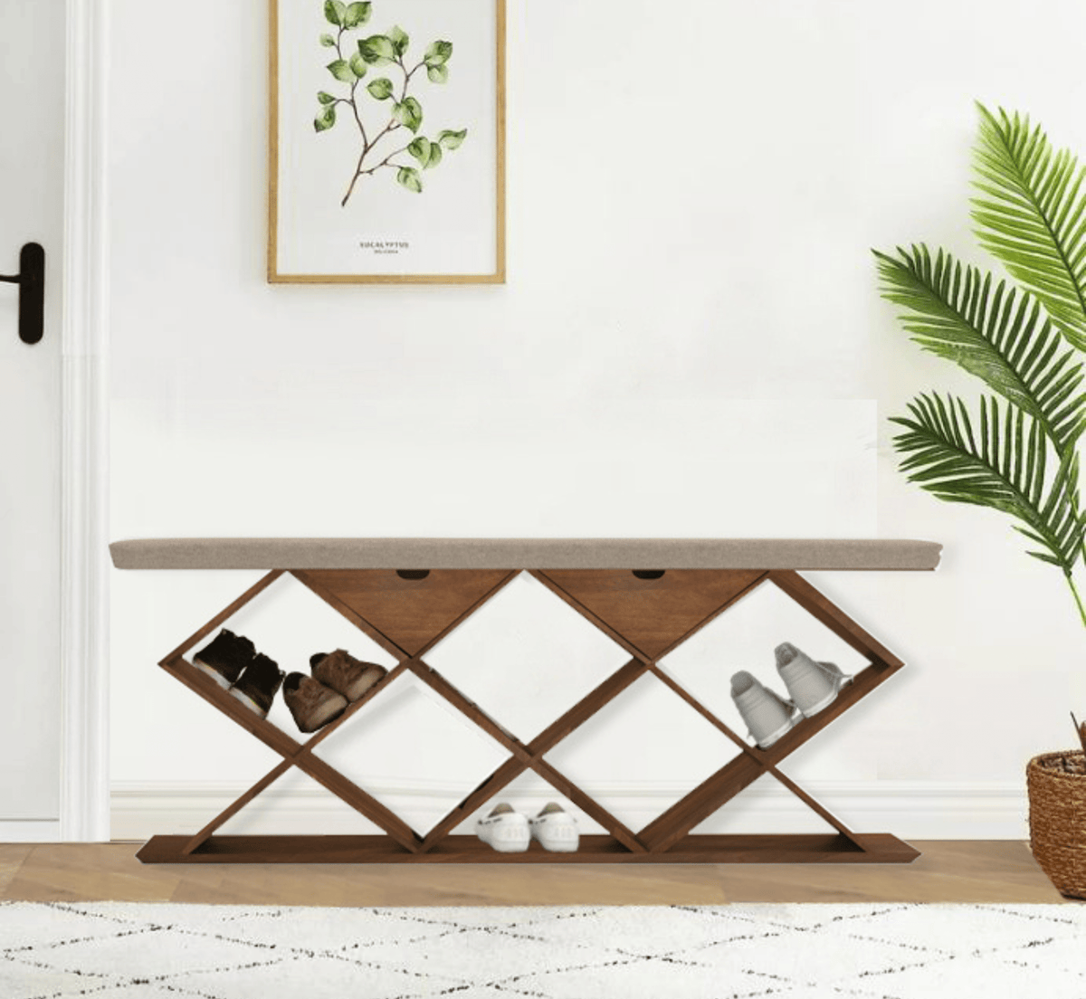 Gharaana Shoe Racks Elevate Wooden Shoe Rack with Seating