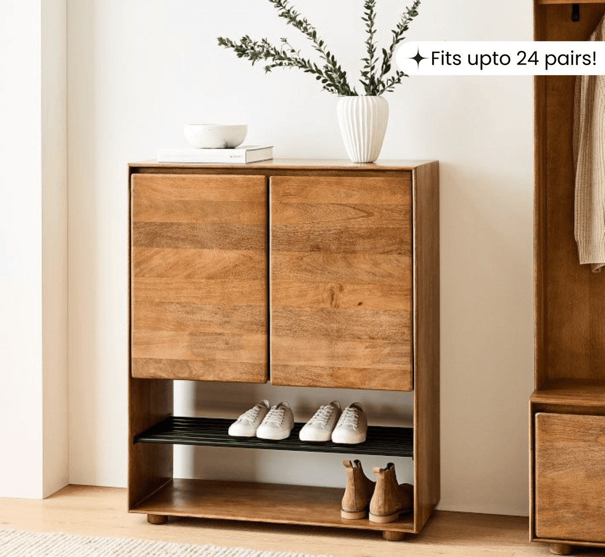 Gharaana Shoe Racks Panache Wooden 6-Tier Shoe Cabinet