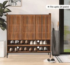 Gharaana Shoe Racks Sylvan Wooden Full Size Shoe Cabinet