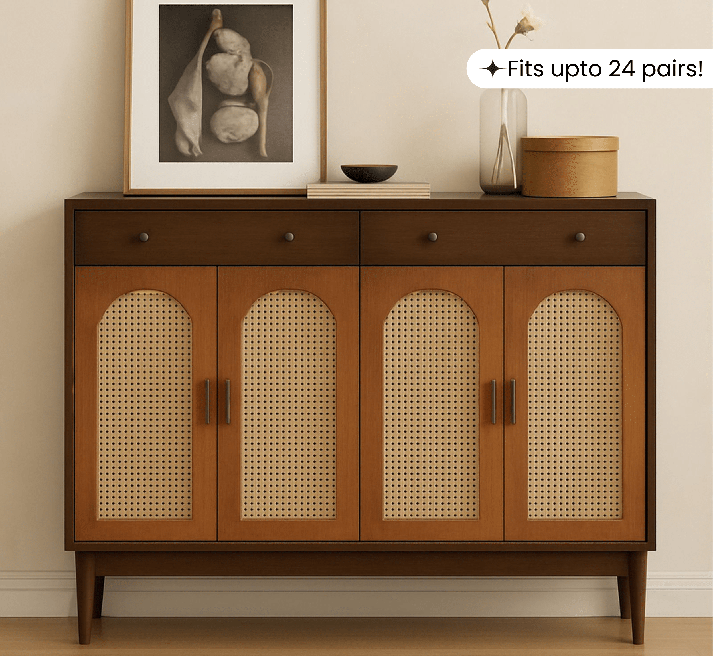 Gharaana Shoe Racks Tira Wooden Full Size Shoe Cabinet