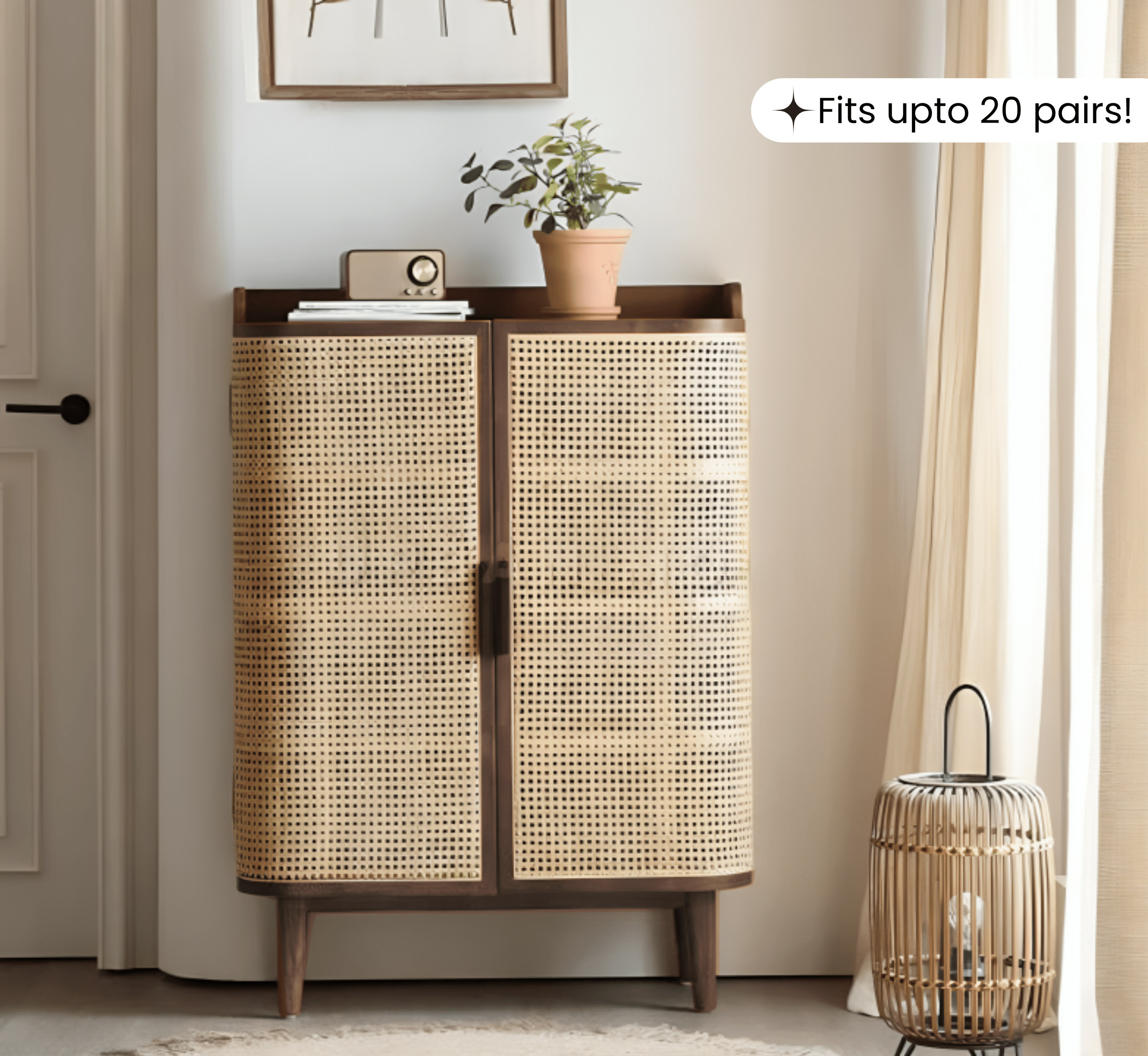 Gharaana Shoe Racks Vyut 45" Wooden Shoe Cabinet