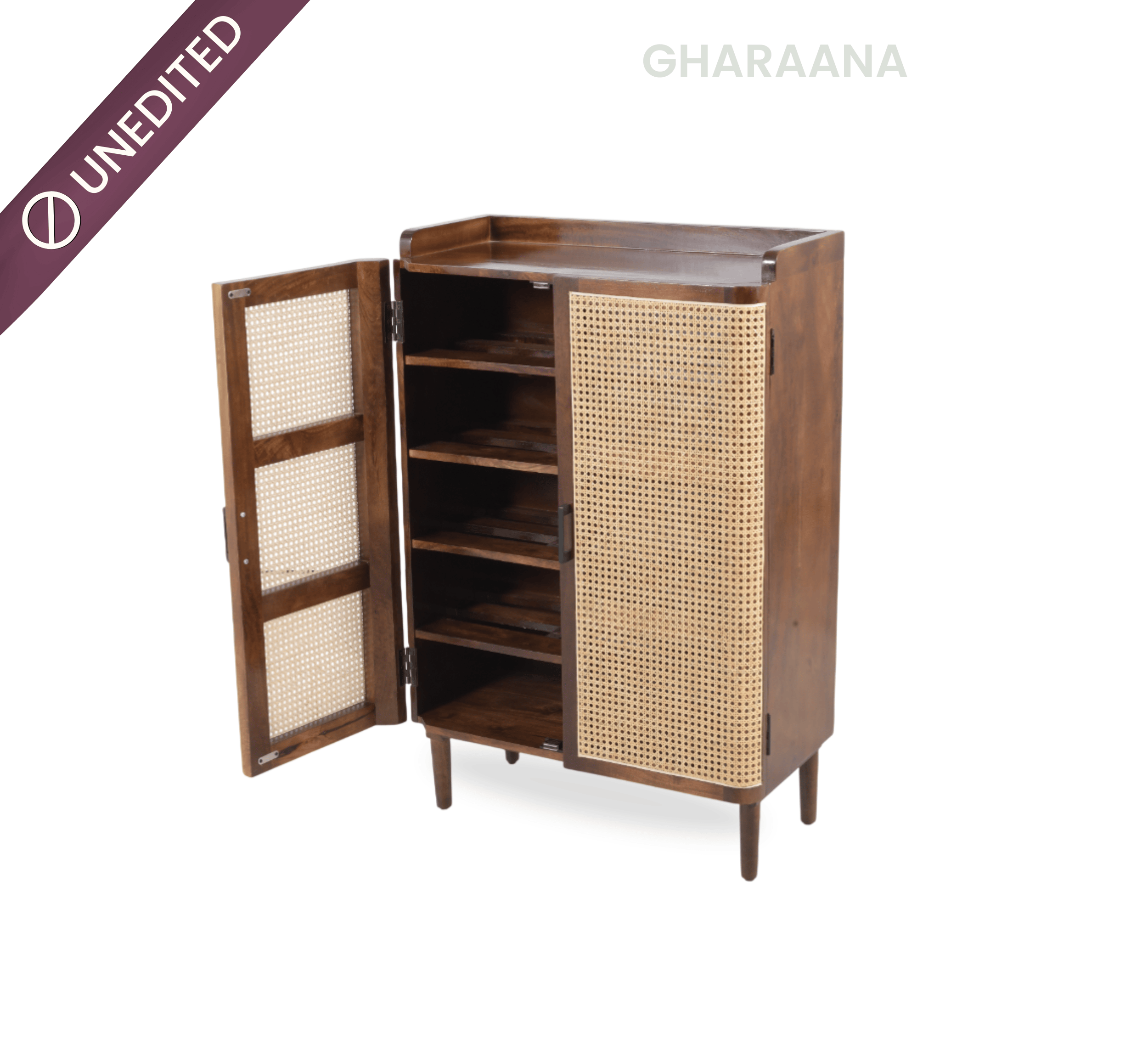 Gharaana Shoe Racks Vyut 45" Wooden Shoe Cabinet