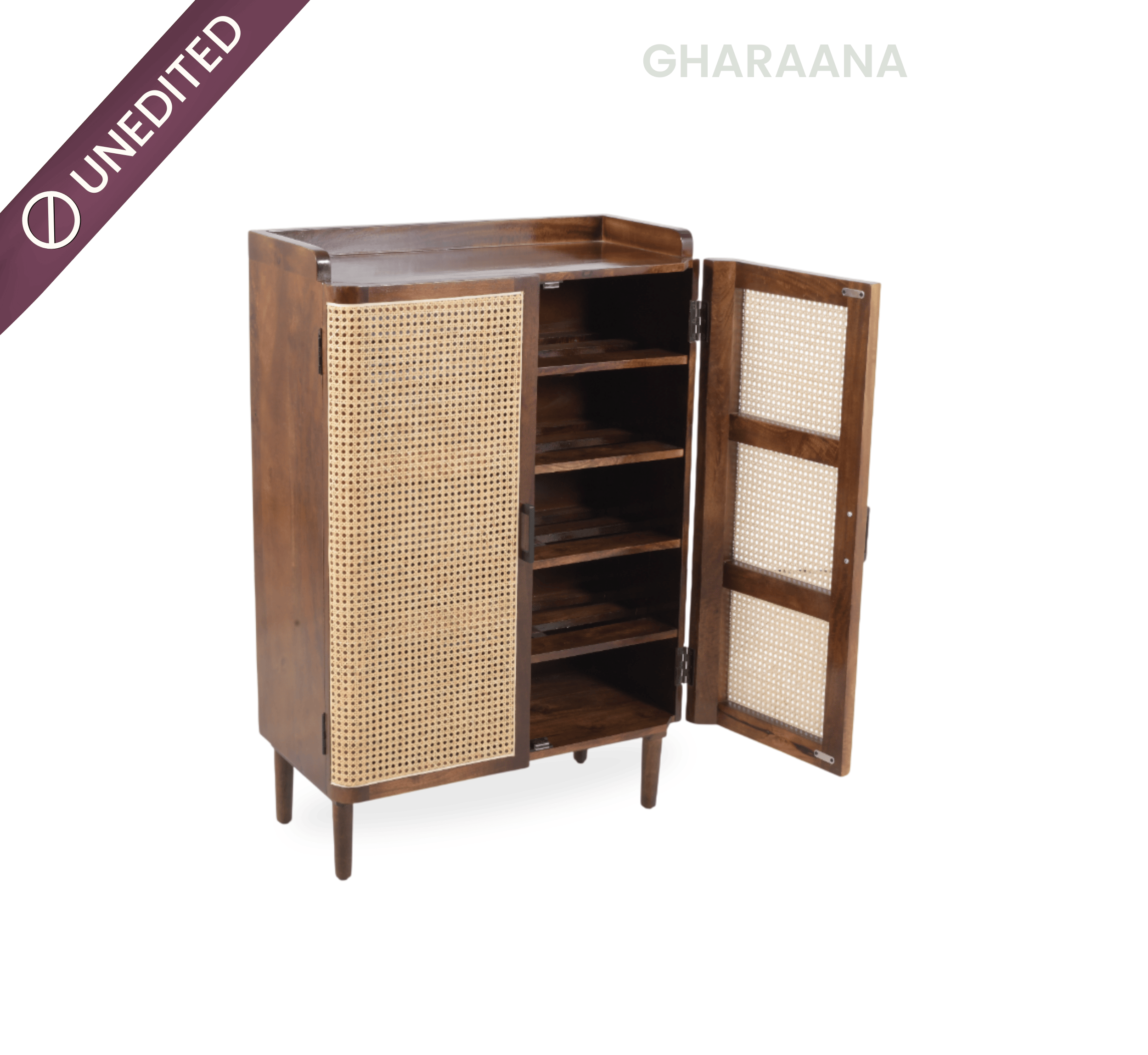 Gharaana Shoe Racks Vyut 45" Wooden Shoe Cabinet