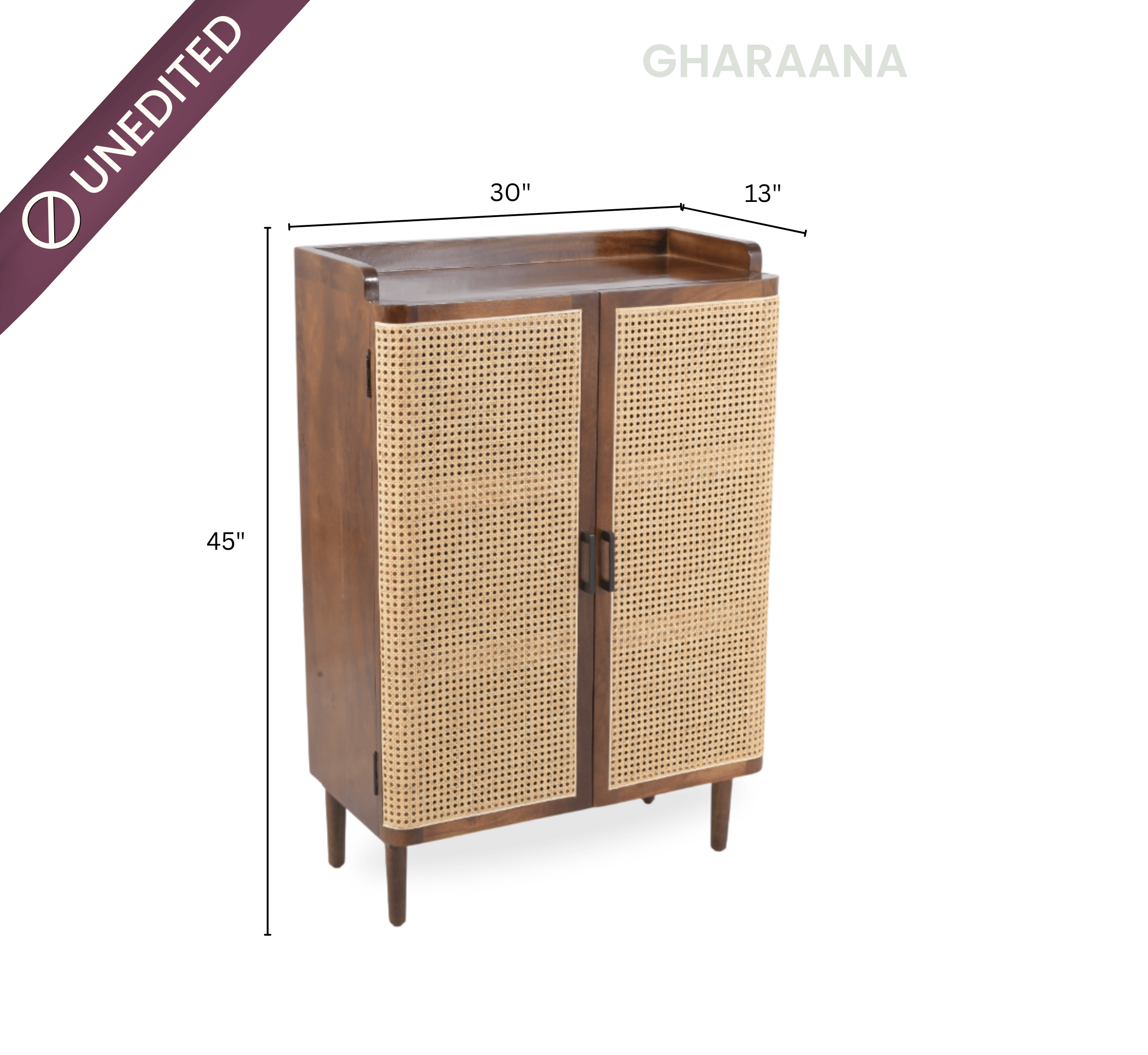Gharaana Shoe Racks Vyut 45" Wooden Shoe Cabinet