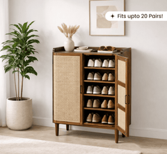 Vyut 45" Wooden Shoe Cabinet - Shoe Racks - Gharaana