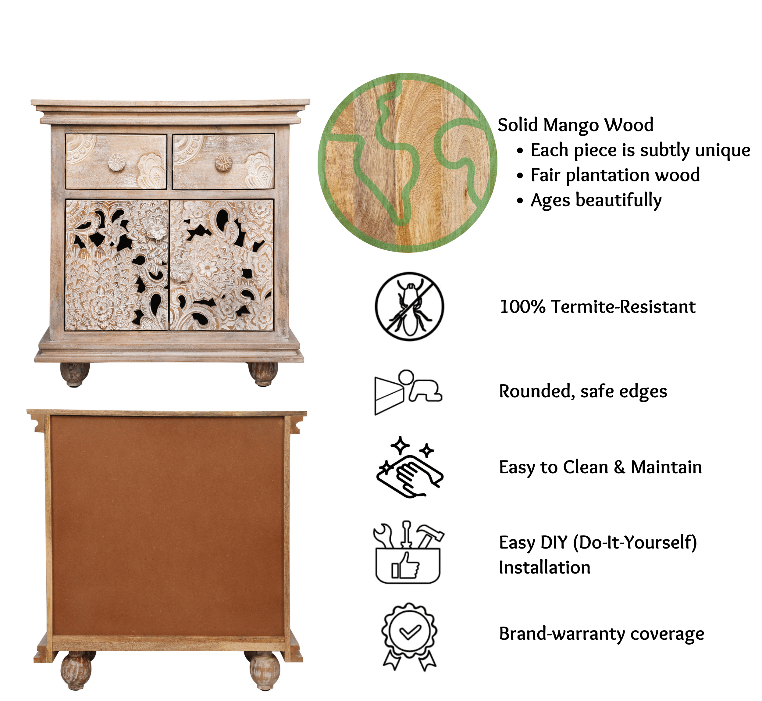 Gharaana Sideboards Ruchi Wooden 30" Sideboard