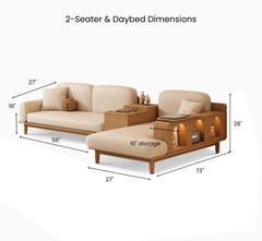 Gharaana Sofas Cara Custom Wooden Upholstered Sofa & Daybed