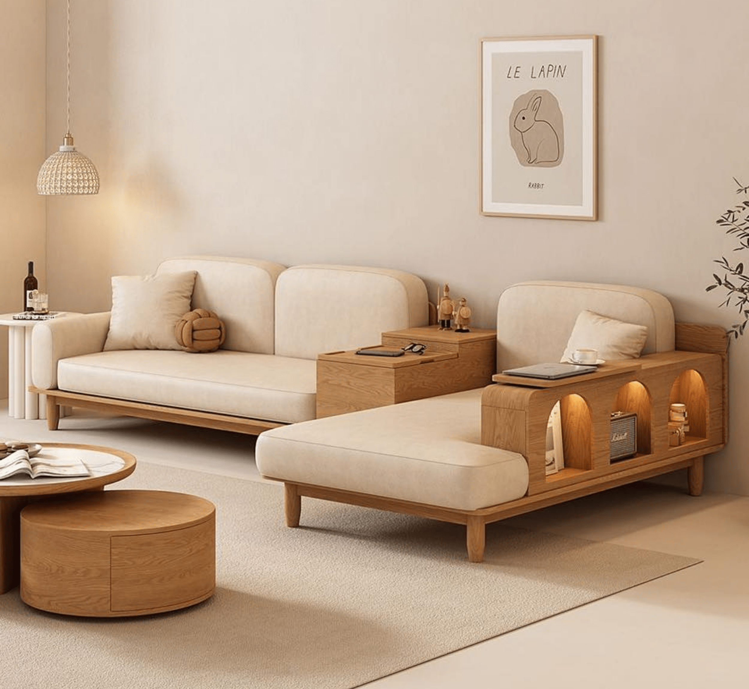 Gharaana Sofas Cara Custom Wooden Upholstered Sofa & Daybed