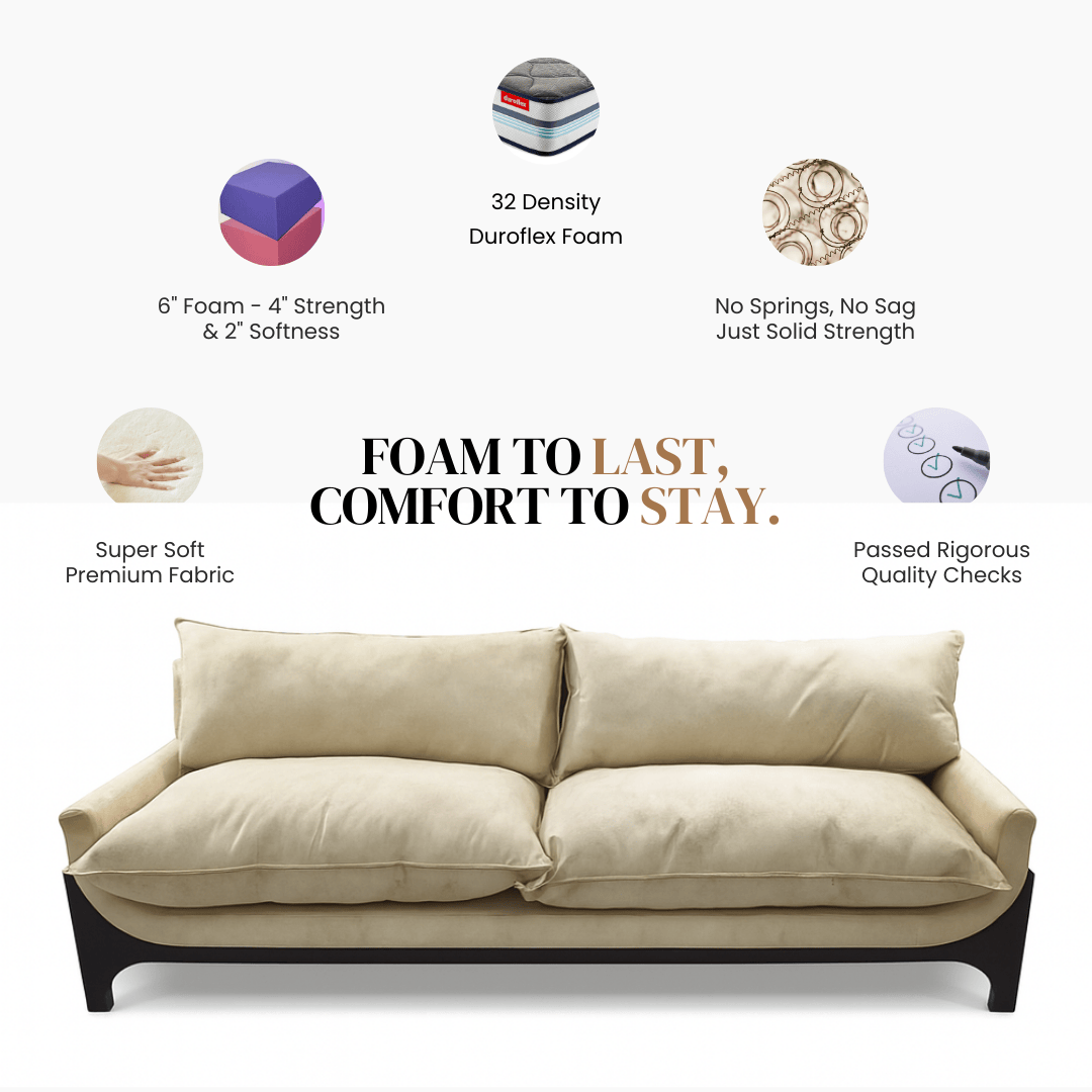 Gharaana Sofas Karma Custom Wooden Upholstered Sofa