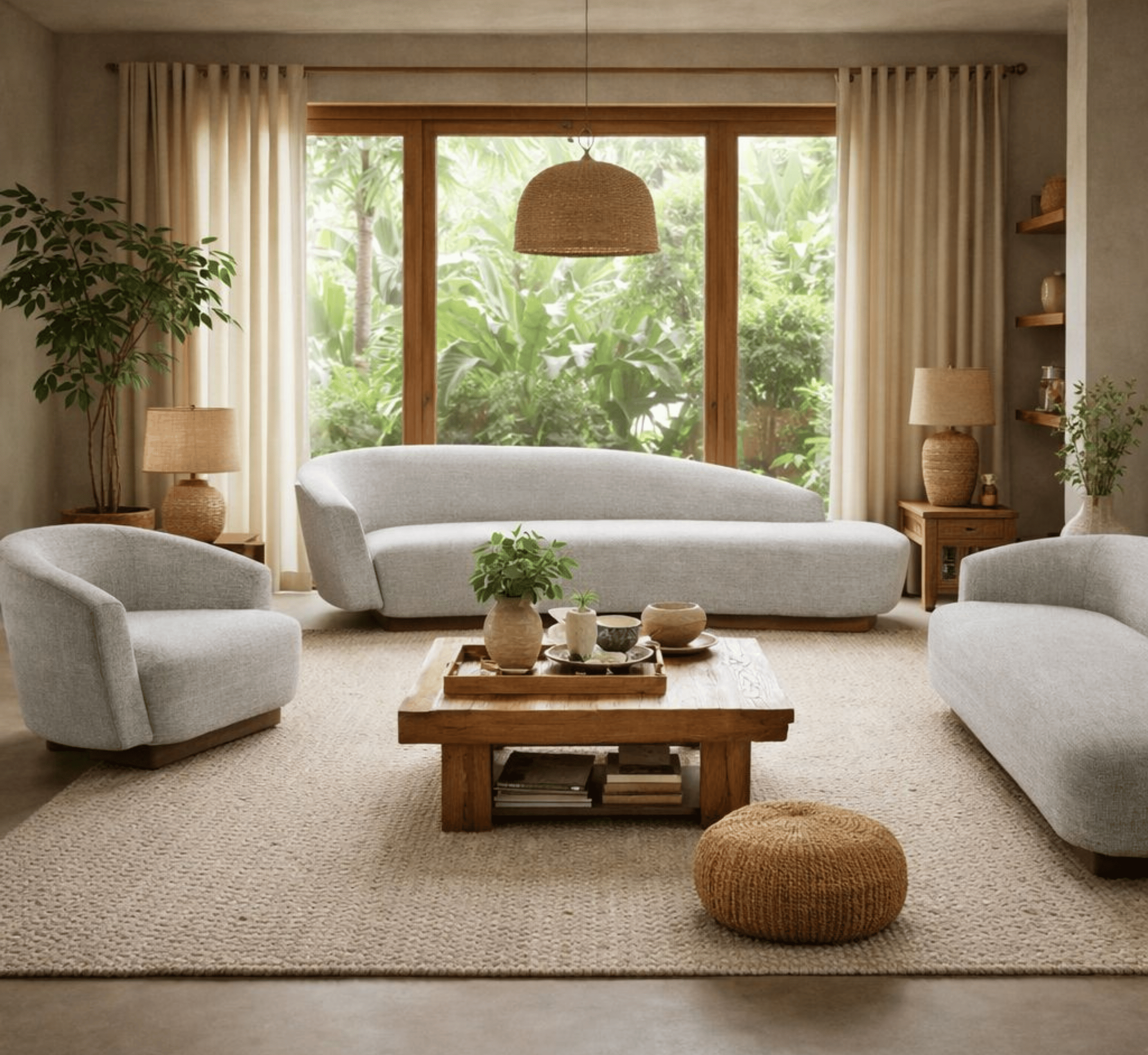 Gharaana Sofas Kusha Plush Wooden Upholstered Sofa Set