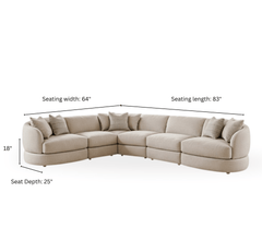 Gharaana Sofas L-Shaped Cloud Wooden Upholstered L-Shaped Sofa Set (Left Aligment)