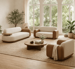 Gharaana Sofas Monte Plush Wooden Upholstered Sofa Set