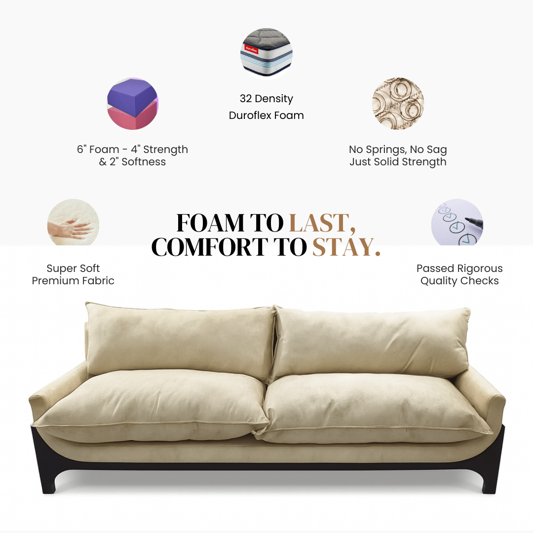 Gharaana Sofas Ohm Custom Wooden Upholstered Sofa