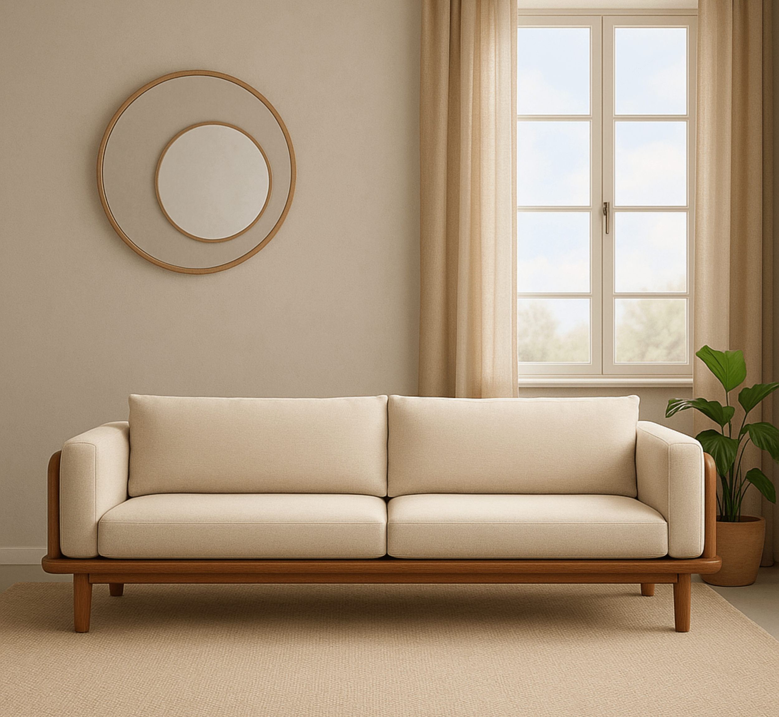 Gharaana Sofas Ohm Custom Wooden Upholstered Sofa