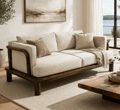 Ohm Custom Wooden Upholstered Sofa - Sofas - Gharaana