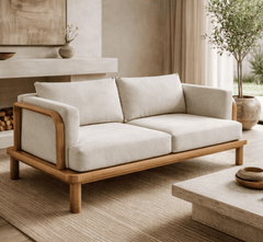 Ohm Custom Wooden Upholstered Sofa - Sofas - Gharaana