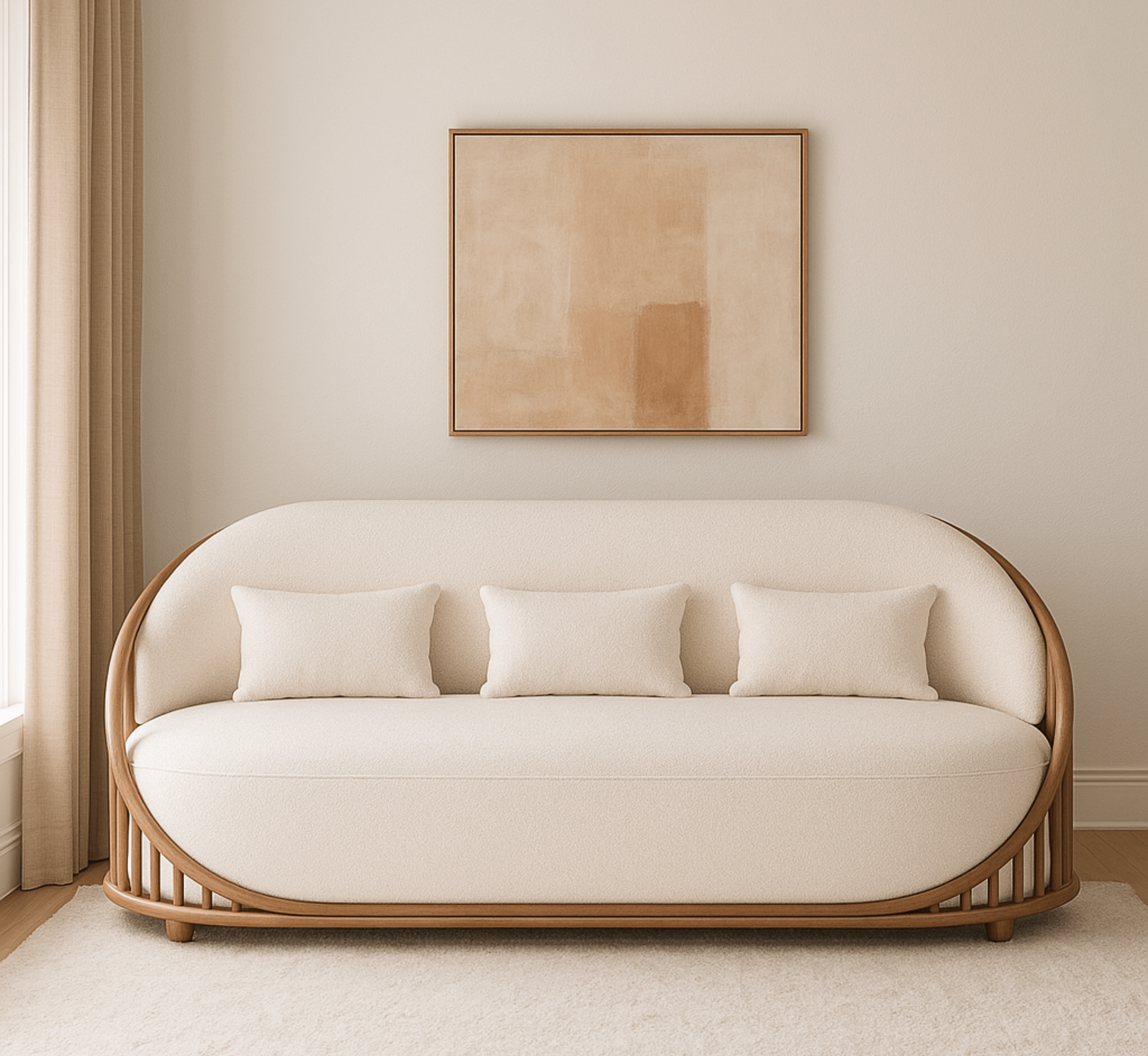 Gharaana Sofas Sloan Plush Wooden Upholstered Sofa Set